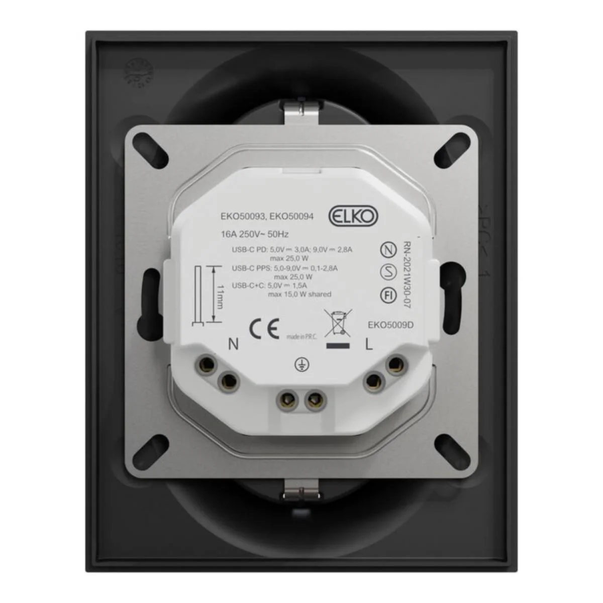 Pistorasia + Usb Elko One 2-Pr Pl Ip20+2Xusb-C 25W Pd Mu