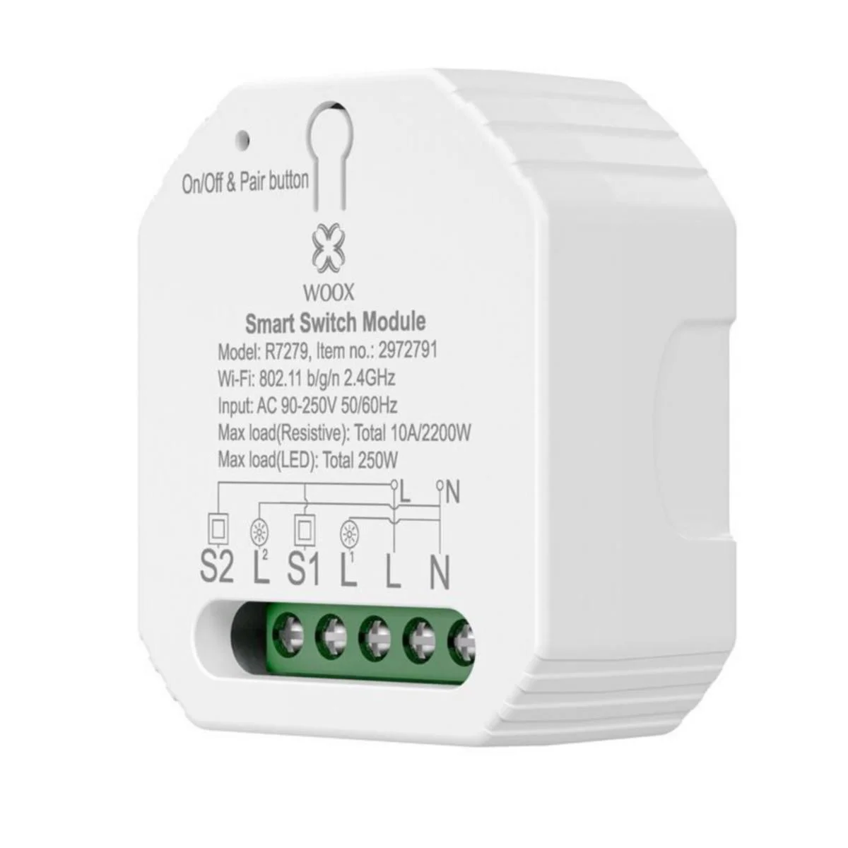 Pintakytkin 2-Kan. Älykytkin 10A 2300W