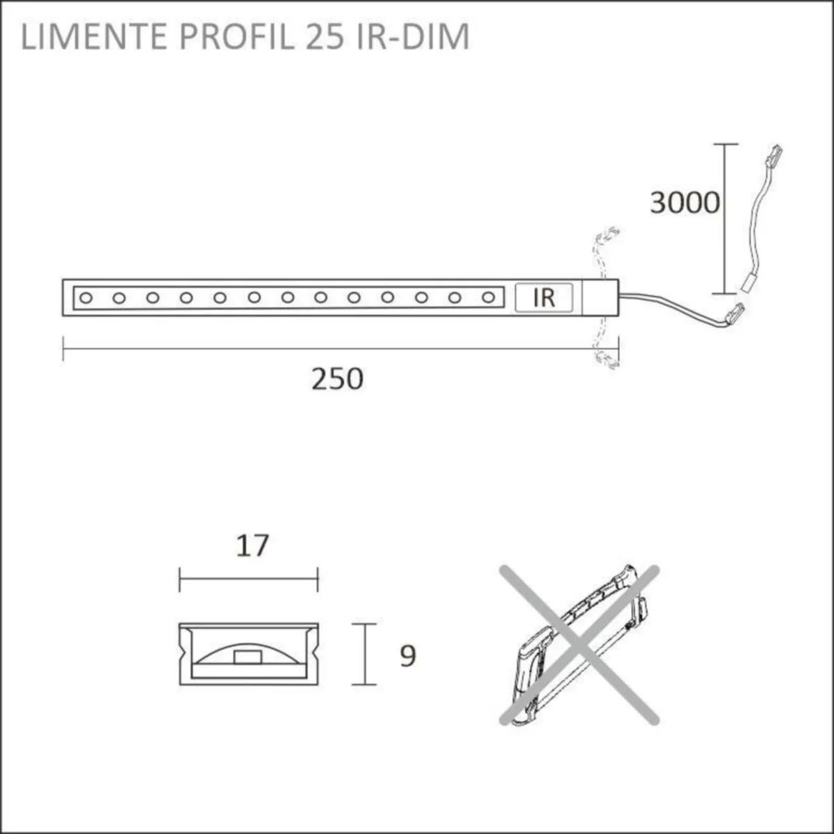 Kohdevalaisin Limente Profil 25 Ir-Dim 4000K 4W